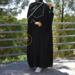 مانتو عبایی قیطون مشکی کد 14027 - Image 3