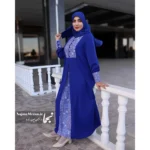 مانتو عبایی مجلسی کرپ الیزه رز آبی - Image 5