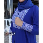 مانتو عبایی مجلسی کرپ الیزه رز آبی - Image 3