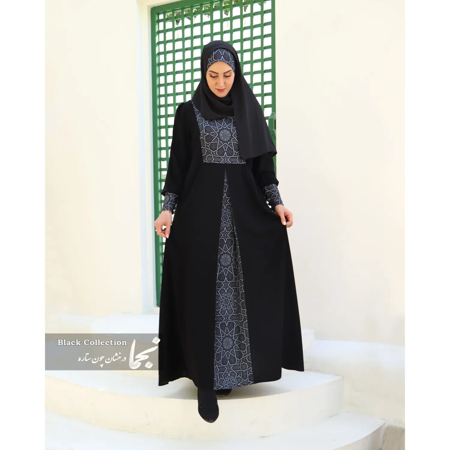 مانتو-عبایی-مشکی-کرپ-عبایی-رز-مشکی-279-A9nR5 مانتو عبایی مشکی کرپ عبایی رز مشکی - Image 1