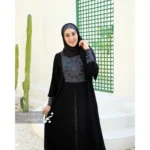 مانتو عبایی مشکی کرپ عبایی رز مشکی - Image 5