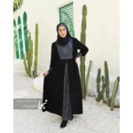 مانتو عبایی مشکی کرپ عبایی رز مشکی - Image 3