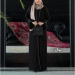 مانتو عبایی نهال مشکی کد 14041 - Image 2