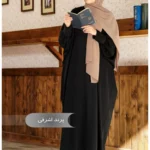 مانتو عبایی پرند اشرفی مشکی کد 1402 - Image 4