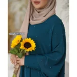 مانتو عبایی پرند اشرفی مشکی کد 1402 - Image 6