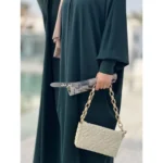 مانتو عبایی پرند مشکی کد 1401 - Image 6