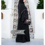 مانتو عبایی کایلین مشکی کد 1407 - Image 5
