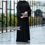 مانتو عبایی کایلین مشکی کد 1407 - Image 2