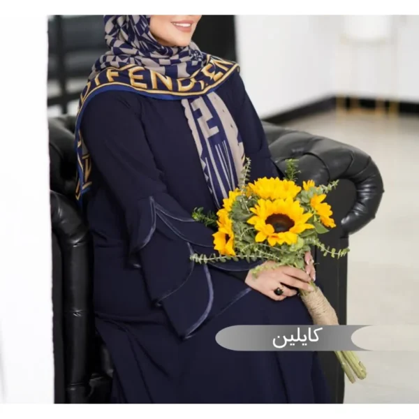 مانتو عبایی کایلین مشکی کد 1407 - تصویر 8