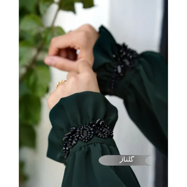 مانتو عبایی گلناز مشکی کد 1406 - تصویر 5