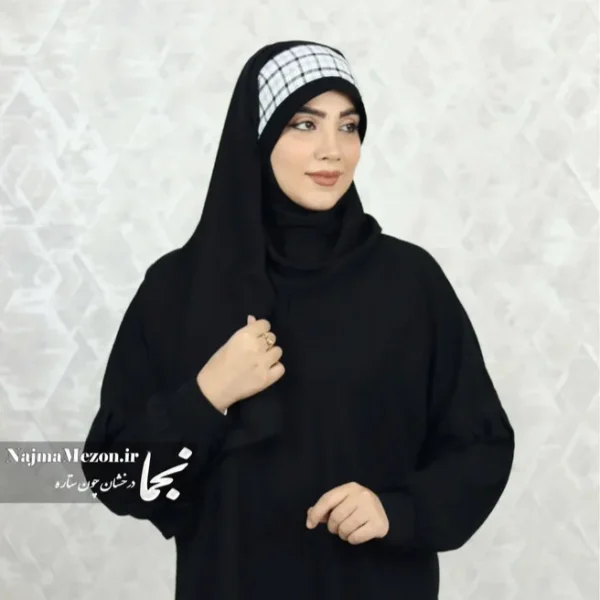 هد شال اسپرت کرپ حریر جت بلک نجلا - Image 5