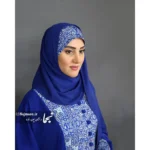 هد شال سنتی رنگی مدل رز آبی - Image 2