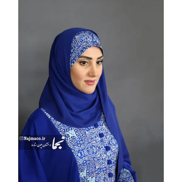 هد شال سنتی رنگی مدل رز آبی - Image 2
