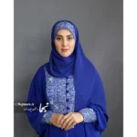 هد شال سنتی رنگی مدل رز آبی