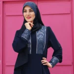 هد شال مجلسی مدل ضحی جین سرمه ای