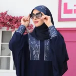 هد شال مجلسی مدل ضحی جین سرمه ای - Image 3