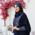هد شال مجلسی مدل ضحی جین سرمه ای - Image 4