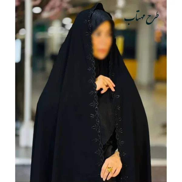 چادر مشکی سنتی گلدوزی مهتاب کد 0065 - تصویر 3
