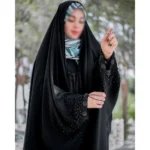 چادر مشکی عربی جواهردوزی بابونه کد 12063 - Image 2