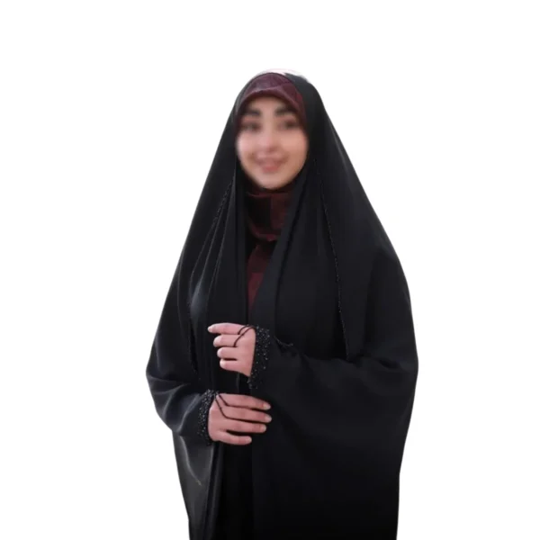 چادر مشکی عربی جواهردوزی ترنج کد 12055 - تصویر 2