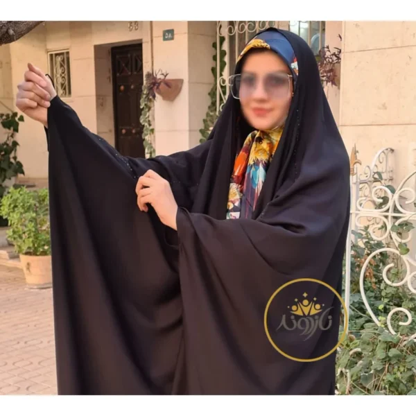 چادر مشکی عربی جواهردوزی خاتون کد 12040 - تصویر 3