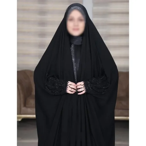 چادر مشکی عربی جواهردوزی خورشید کد 12078 - تصویر 2