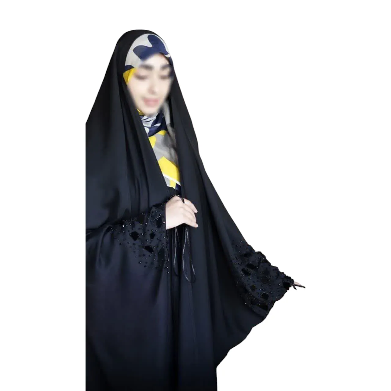 چادر-مشکی-عربی-جواهردوزی-ریحان-کد-12053-6193-YZl18 چادر مشکی عربی جواهردوزی ریحان کد 12053 - Image 1
