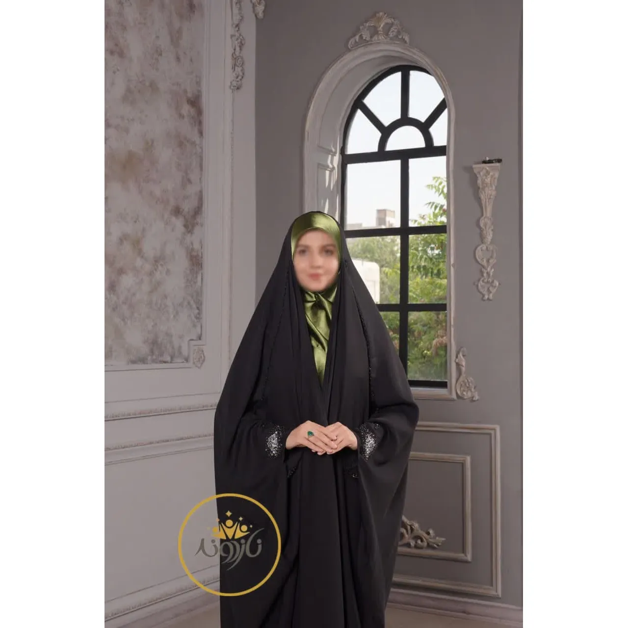 چادر-مشکی-عربی-جواهردوزی-طهورا-کد-12035-6036 چادر مشکی عربی جواهردوزی طهورا کد 12035 - Image 1