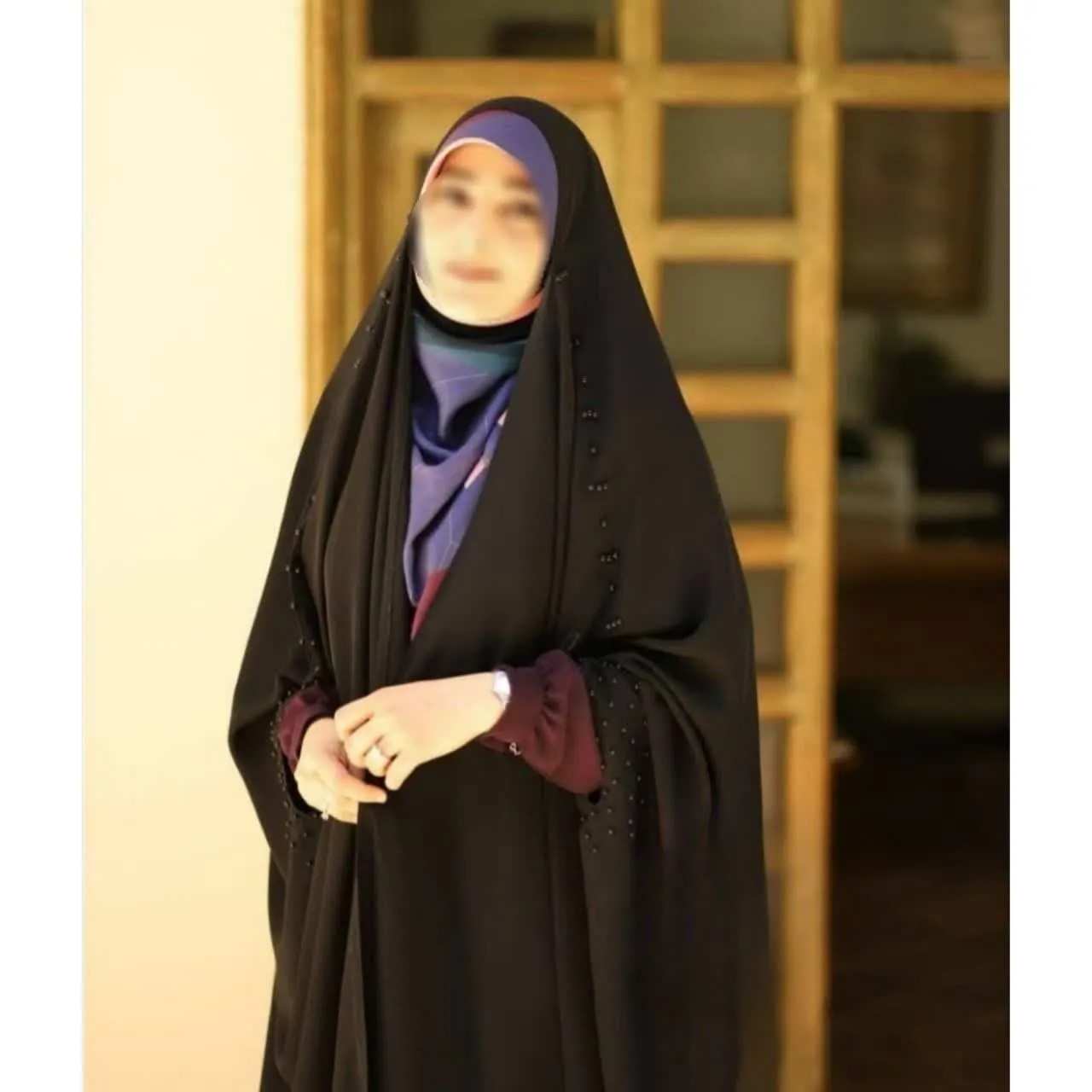 چادر-مشکی-عربی-جواهردوزی-نجلا-کد-12047-6048 چادر مشکی عربی جواهردوزی نجلا کد 12047 - Image 1