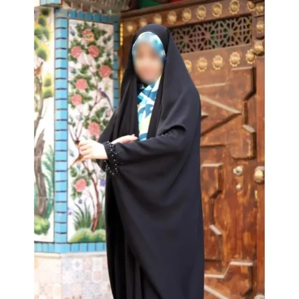 چادر مشکی عربی جواهردوزی نورا کد 12061 - تصویر 2