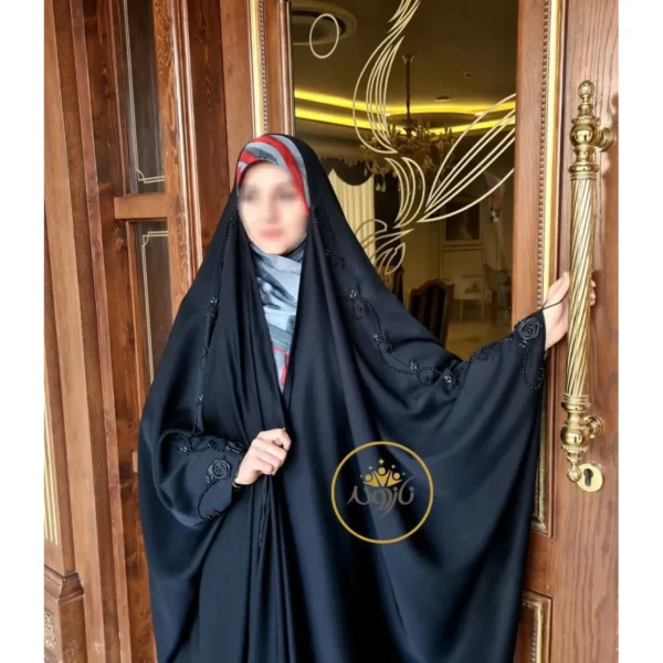 چادر مشکی عربی جواهردوزی نیلو کد 12039 - تصویر 4