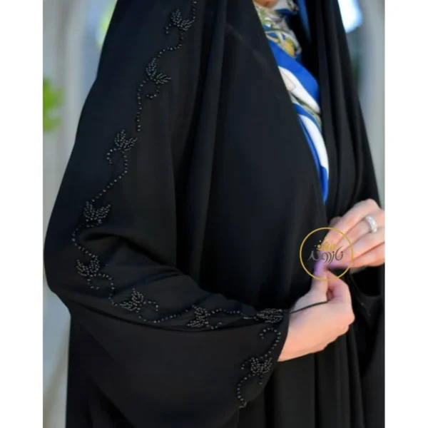 چادر مشکی عربی جواهردوزی پرند کد 12049 - تصویر 2