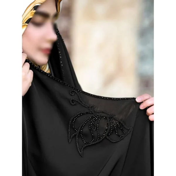 چادر مشکی عربی جواهردوزی پروانه کد 12062 - تصویر 4