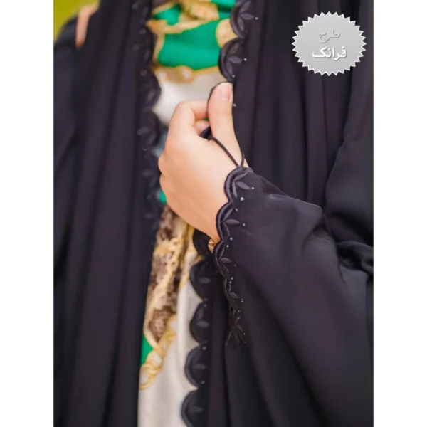 چادر مشکی عربی گلدوزی فرانک کد 12026 - تصویر 2