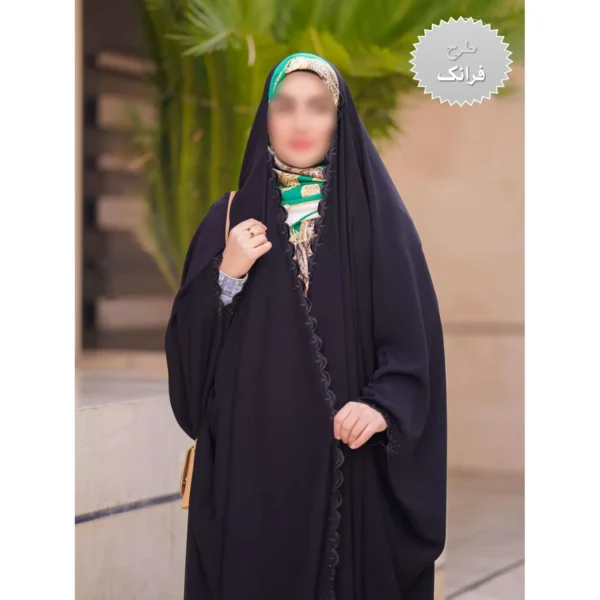 چادر مشکی عربی گلدوزی فرانک کد 12026 - تصویر 3