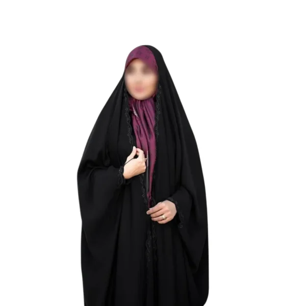 چادر مشکی عربی گلدوزی منیژه کد 12033 - تصویر 2