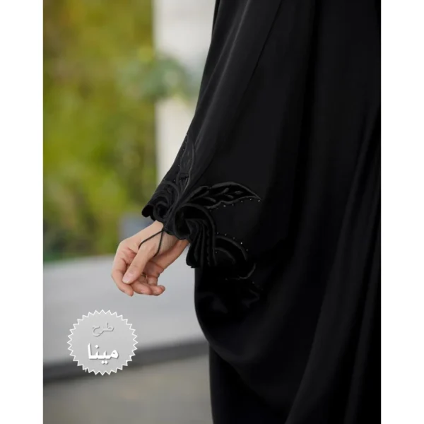چادر مشکی عربی گلدوزی مینا کد 12034 - تصویر 3