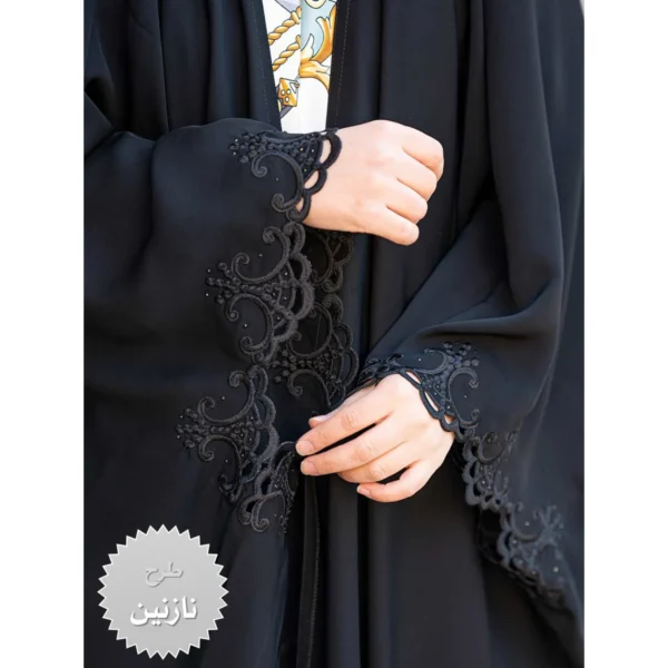چادر مشکی عربی گلدوزی نازنین کد 12016 - تصویر 2