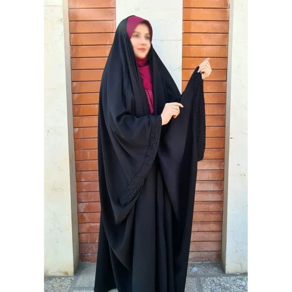 چادر مشکی عربی یاسمین جواهردوزی طوبی(آماده سازی 7 روز کاری ) کد 12048 - تصویر 2