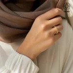انگشتر ژوپنگ نگین کاری شده طلایی  کد 411230101 - Image 4