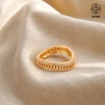 انگشتر ژوپنگ نگین کاری شده طلایی  کد 411230101 - Image 2