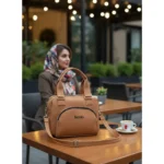 کیف دوشی زنانه 4 زیپ کار مشهد طرح (A bershka) - Image 6