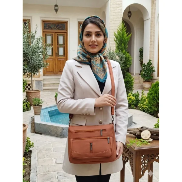 کیف دوشی زنانه 6 زیپ کار مشهد طرح (A 6zipper 01) - Image 17