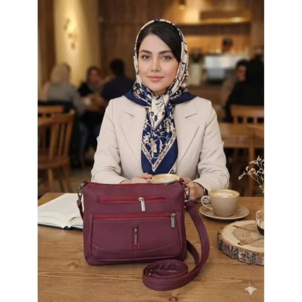 کیف دوشی زنانه 6 زیپ کار مشهد طرح (A 6zipper 01) - Image 19