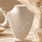 گردن بند ونکلیف پنج گل ریز صورتی کد 509428008