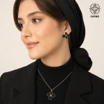 نیم ست گل چهار پر مشکی کد 509428073 - Image 2
