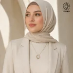 گردنبند استیل ونکلیف تک گل سفید طلایی کد 509428062 - Image 3