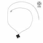 گردنبند استیل ونکلیف تک گل مشکی نقره ای کد 509428063 - Image 2
