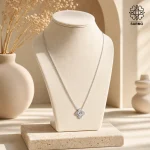 گردنبند استیل ونکلیف تک گل نقره ای کد 509428063