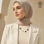 گردنبند استیل ونکلیف پنج گل سفید مشکی کد 509428035 - Image 3